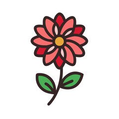 Simple Pink Flower Illustration on Black Background