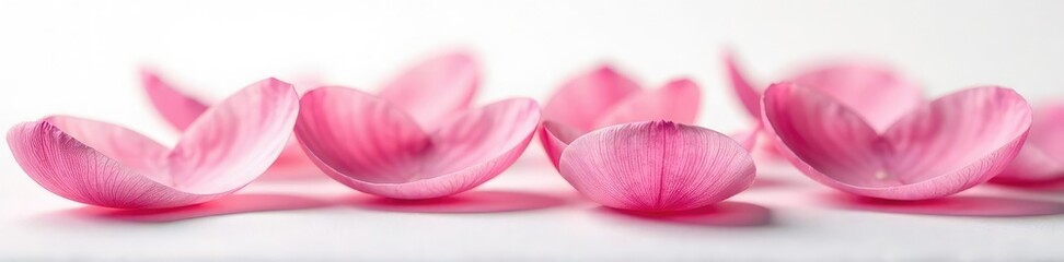 Delicate flower petals unfold on a crisp white surface, nature, floral, blossom