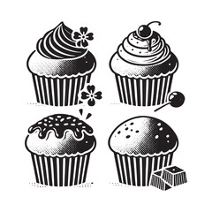 Muffin black and white Design - Minimalist Muffin Vector - Muffin Silhouette - Muffin Illustration.
