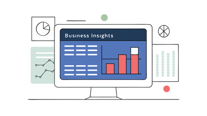 business insights screen on white background with charts
