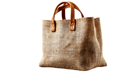 Burlap Tote Bag with Leather Handles: A rustic yet chic burlap tote bag features sturdy leather handles, perfect for carrying everyday essentials with an earthy and eco-conscious touch.