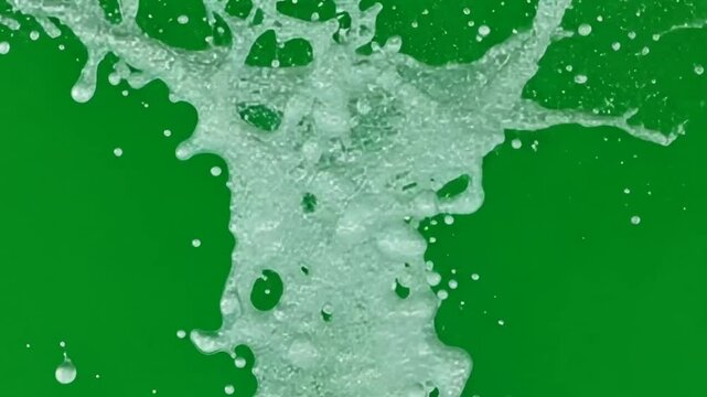 Dynamic Splash of Water on a Green Screen Background