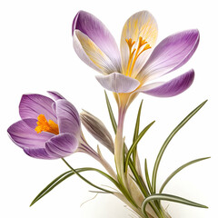 Naklejka premium Crocus 3D rendered flower elegantly isolated on a white background with vivid purple hues and intricate textures 