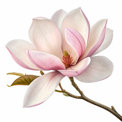 Fototapeta premium Magnolia 3D rendered flower beautifully isolated on a white background with large petals and intricate details 