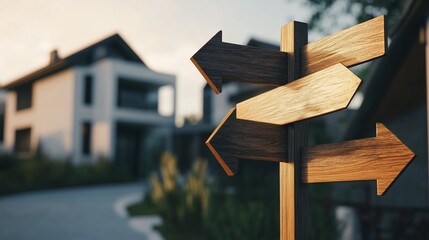 Navigating Life's Choices, A Wooden Signpost Pointing in Different Directions