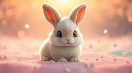 Cute Anime-Style Bunny Face – White Rabbit with Gentle Eyes