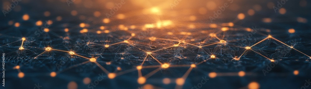 Wall mural abstract visualization depicting connected nodes and digital networks