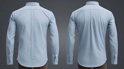 Back View of a Stylish Light Blue Long Sleeve Shirt on a Mannequin