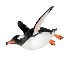 Fototapeta premium Transparent background penguin in flight arctic environment wildlife photography