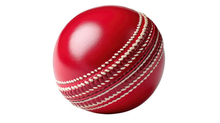 Vibrant Cricket Ball: A close-up image captures the dynamic energy of a brand new, glossy red cricket ball. Displaying the intricate stitching and its readiness for the game.