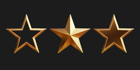 star set award, gold stars on black background. Vector illustration