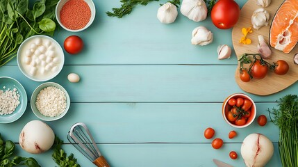 Obraz premium Fresh Salmon And Lentil Preparation suitable for restaurant menu