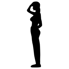 Silhouette Young woman is standing holding her hair