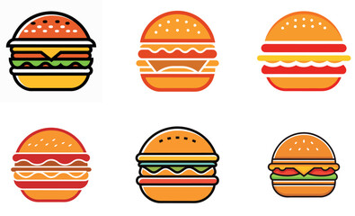 Deliciously Illustrated Hamburger Designs on a white background