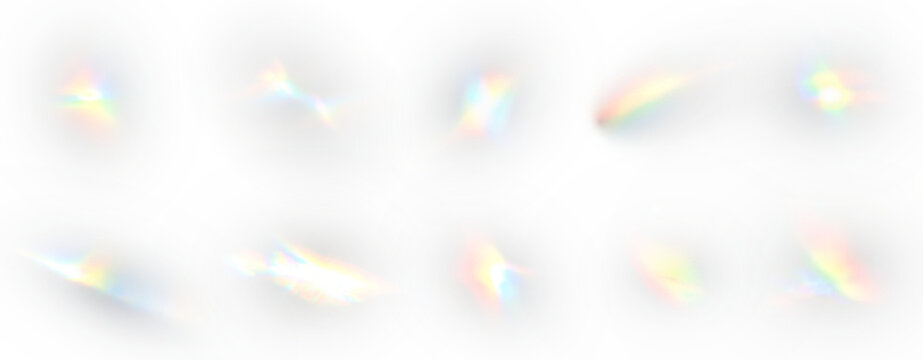 PNG rainbow light with prism glow, crystal sparkle and soft reflection.