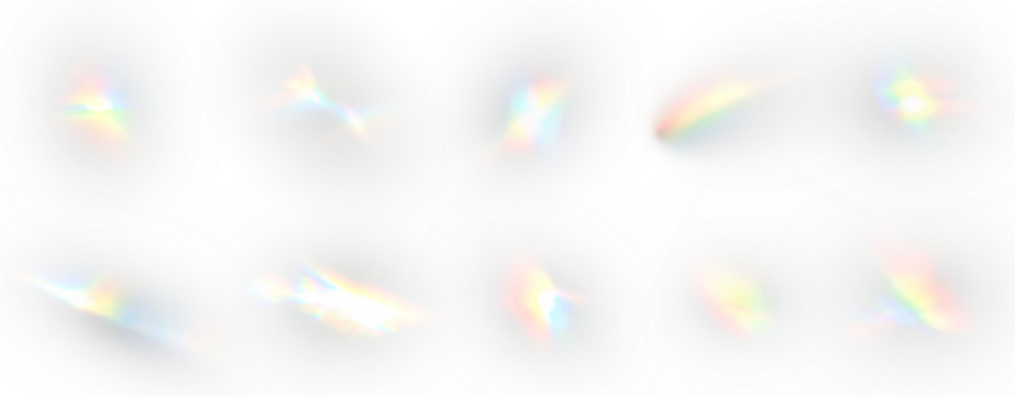 PNG rainbow light with prism glow, crystal sparkle and soft reflection.
