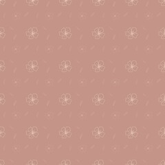 Seamless pattern, flowers with brown background.