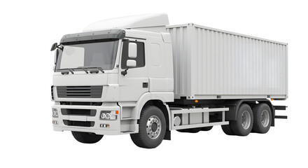 Obraz premium White Delivery Truck with Cargo Container on White Background