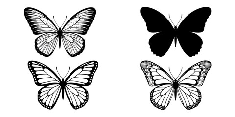 Butterfly Silhouette Collection, Butterflies silhouette, Butterflies silhouette black background on white Background, Simple butterfly shapes, Simple butterfly shapes, Tropical butterflies, Butterfly 