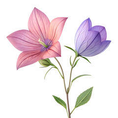 Balloon Flower 3D rendered bloom beautifully isolated on a white background with unique shapes and vibrant colors
