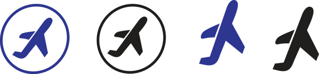 Obraz premium Airplane Icon Set – Minimal Line and Solid Flight Symbols for Travel UI