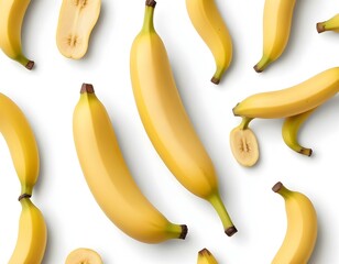 Single yellow ripe banana isolated on white background