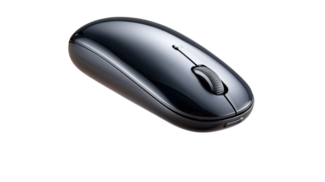 Elegant Computer Mouse: This image captures the sleek design of a modern computer mouse, showcasing its smooth surface and ergonomic form, perfect for digital navigation.