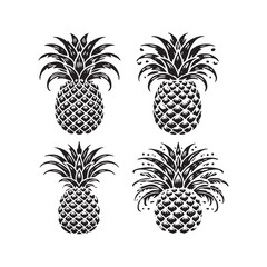 Obraz premium Pineapple Silhouette - Pineapple Vector - Pineapple Minimal design - Pineapple Art.