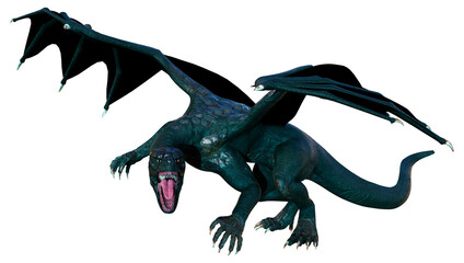 3D Rendering Fairy Tale Dragon on White