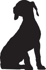 black dog side pose silhouette on white background