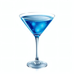 Bright blue cocktail in a delicate glass, inviting refreshment on a sunny afternoon