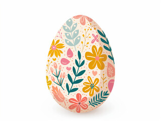 Fototapeta premium Decorative Easter Egg with Floral Patterns – Vector Illustration