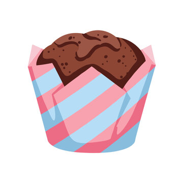 Delicious chocolate muffin, ideal for holidays, birthdays, in culinary blogs, for advertising projects of confectionery