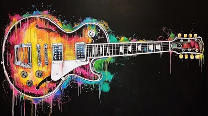Vibrant electric guitar painting