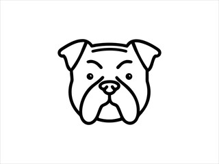 Simple Line Art Illustration of a Bulldog