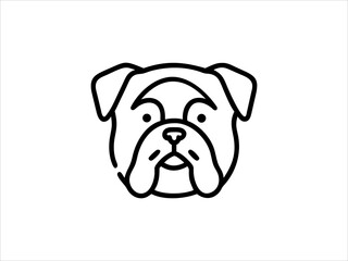 Simple Line Art Illustration of a Bulldog
