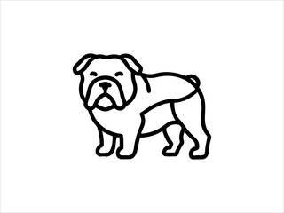 Simple Line Art Illustration of a Bulldog