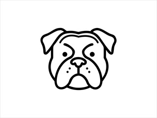 Simple Line Art Illustration of a Bulldog