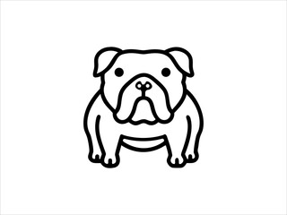 Simple Line Art Illustration of a Bulldog