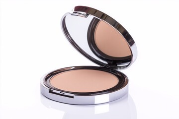 Compact powder makeup with a mirror showcases a sleek design and elegant finish for flawless beauty application