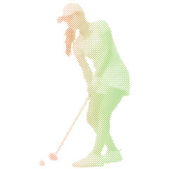 Fototapeta premium A female golf player with from dot vector with gradient colour