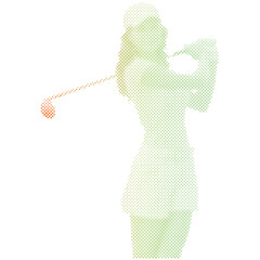 Fototapeta premium A female golf player with from dot vector with gradient colour