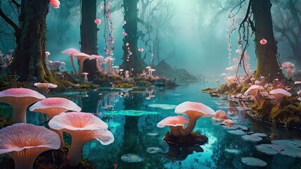 Bright and unusual spring landscape: blooming fields, green grass, vibrant flowers, and sunny skies creating an atmosphere of freshness and nature.