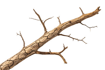Dry dead tree branch isolated on transparent background 