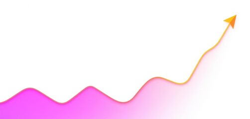 Simple upward trending line graph on white background illustrating market growth, graph,  economic growth