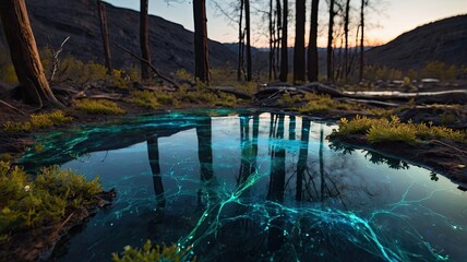 Bright and unusual spring landscape: blooming fields, green grass, vibrant flowers, and sunny skies creating an atmosphere of freshness and nature.