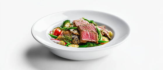 delicious plate of teppanyaki featuring grilled steak, fresh vegetables, and vibrant colors, perfect for gourmet dining experience