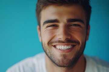 Obraz premium Business man on clean background, close up portrait of a smiling man in a suit
