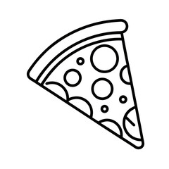Pizza slice outline icon on white background