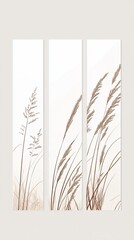Elegant Triptych Wall Art featuring Golden Meadow Grass in Minimal Style